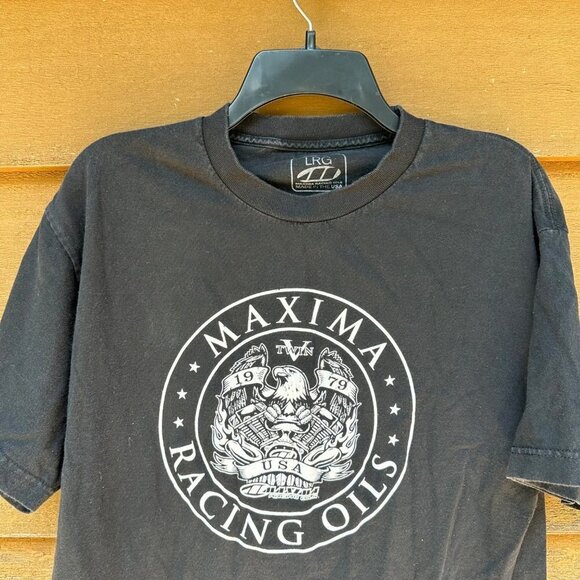 Maxima Racing Oils Twin V 1979 USA Racing Oils Black T-Shirt Size L - Picture 4 of 10